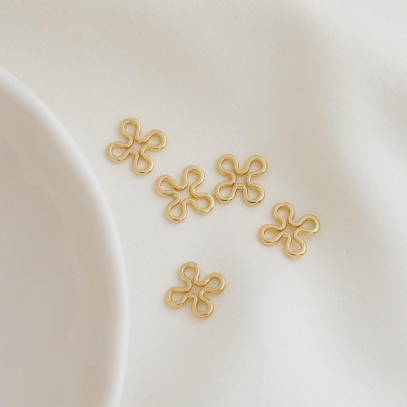 14K Gold Plated Smooth Snowflake Clover Bead Connector for DIY Jewelry