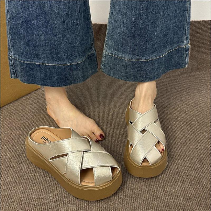 

Fashion Summer Mules Shoes for Women Gold Flat Slipper Girls Casual Cozy Low Heels Slippers Comfortable Walking Sandals Slingback Slides 35 золотой