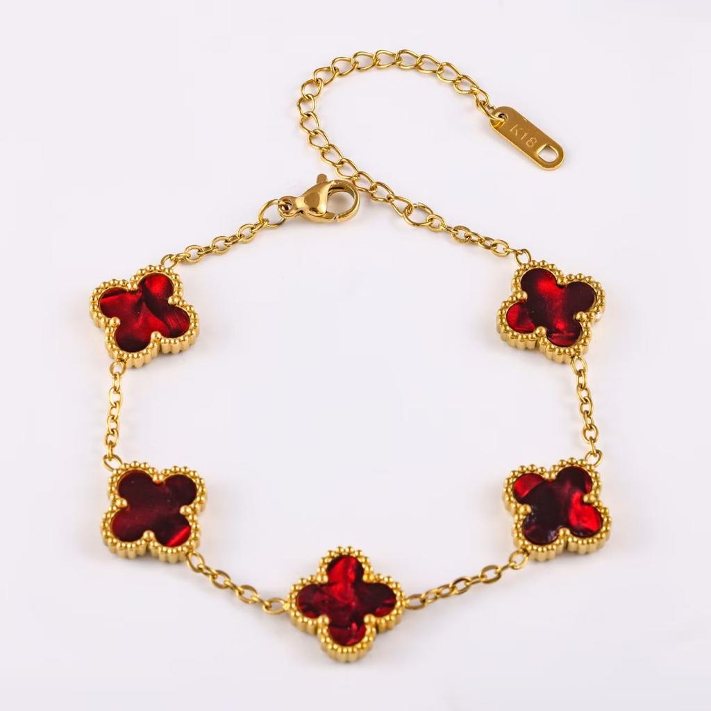 Bright Color 13mm Fashion Four-leaf Clover Bracelet Classic Versatile Models Women's Bracelet