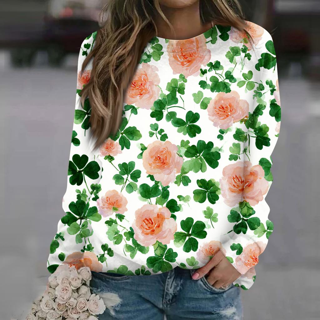 Dámská módní ležérní mikina s dlouhým rukávem a potiskem u krku