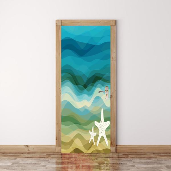 Buy 1pc Door Sticker Removable Waterproof Decorative Abstract