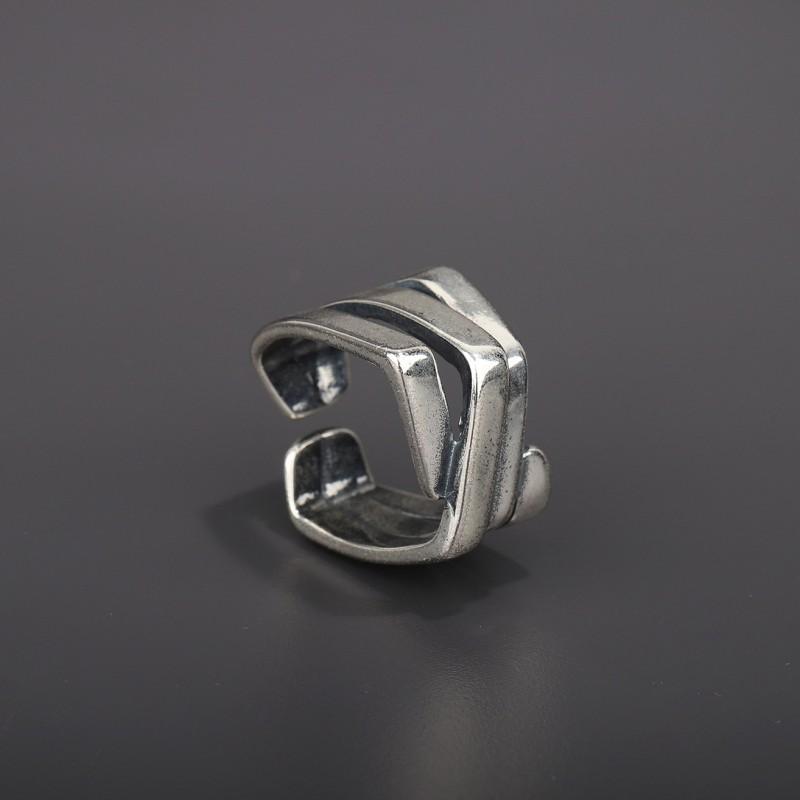 Adjustable Open Ring Men Women Vintage Geometric Irregular Wire Wrap Design Copper Statement