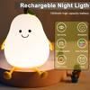 1PC Creative Cute LED Pear Night Light USB Rechargeable Dimming Touch Silicone Table Lamp Bedroom Decoration Couple Gift Boby Light