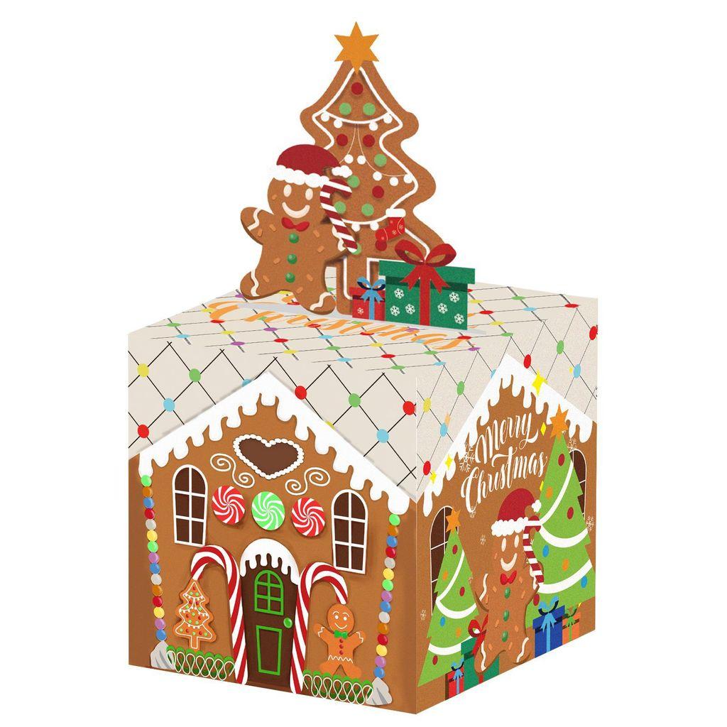 House Gingerbread Man Pattern Paper Gift Box Christmas Celebration Decor Props
