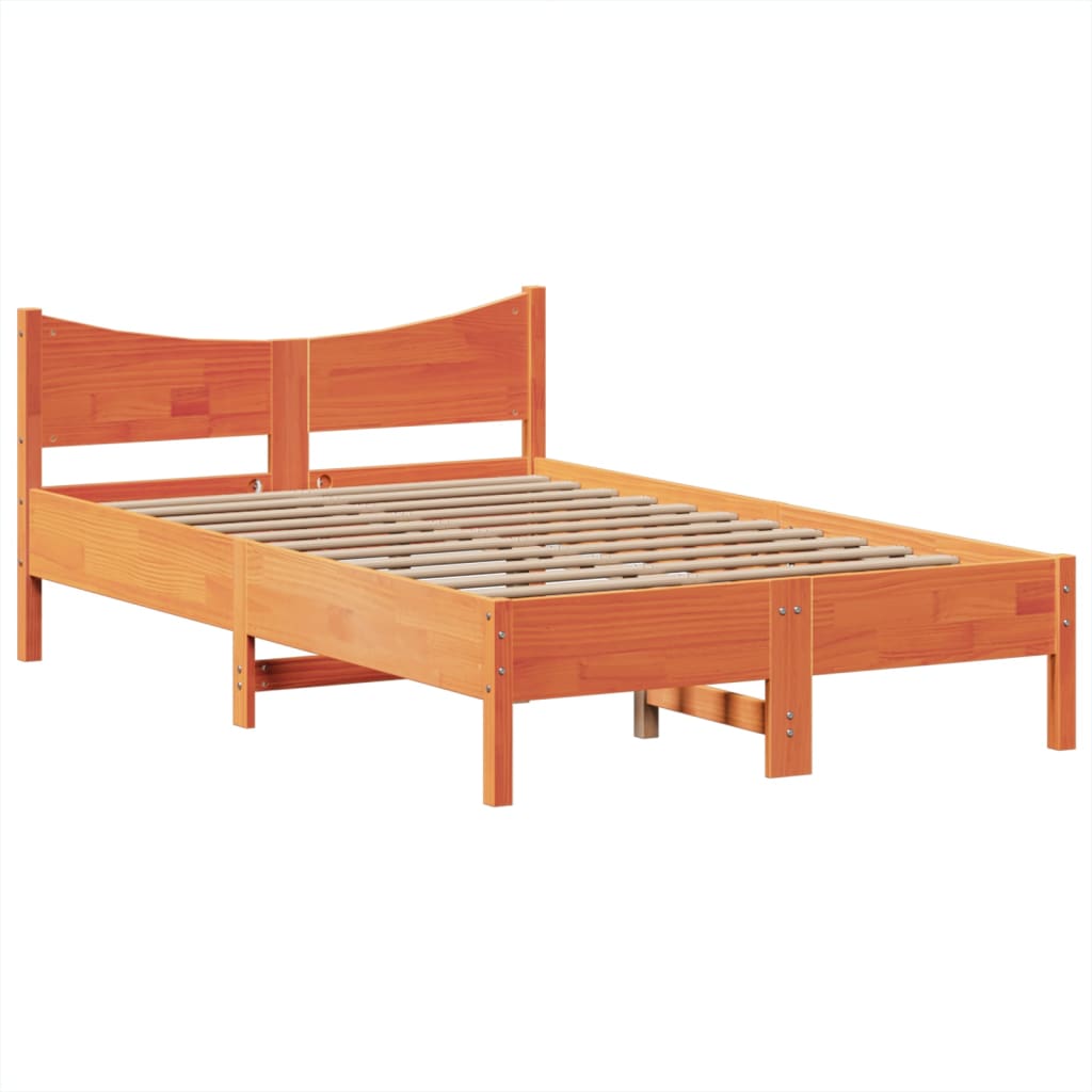 Solid Wood Bed Without Mattress Wax Brown 135 X 190 Cm Pine Wood