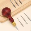 8 In 1 Leather Sewing Awl Wood Handle Leather Stitching Awl Leathercraft Hole Punch Tool for Leather Sewing Stitching