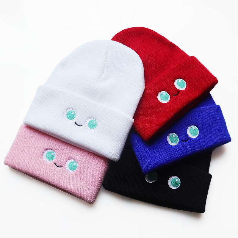 Cartoon Cute Eyes Warm Knit Hat for Men and Women Students Autumn and Winter Hat