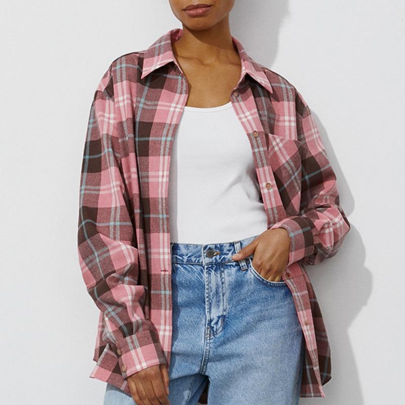Camisa Xadrez Clássica Corte Amplo Estilo Casual Unissex