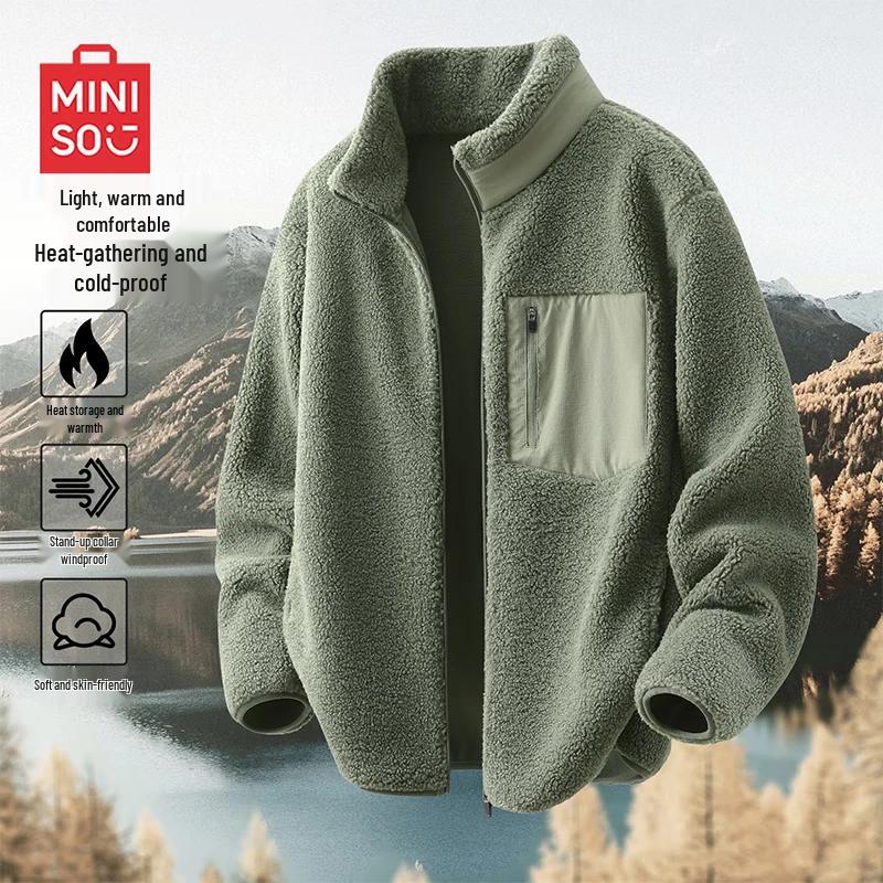 

MINISO Men s Double-Sided Fleece-Lined Stand Collar Jacket M