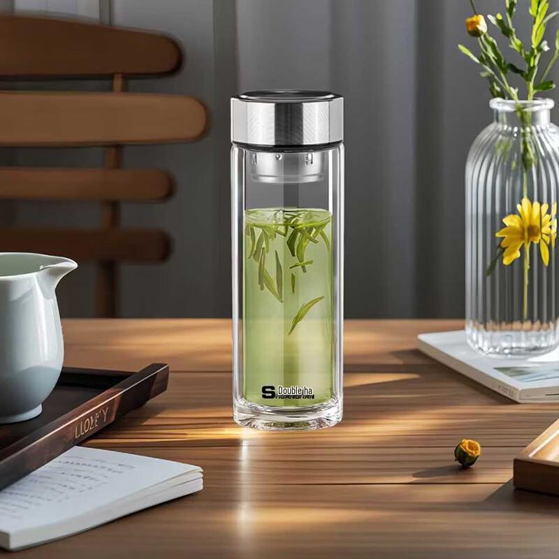 Double-Layer Glass Tea Infuser Bottle