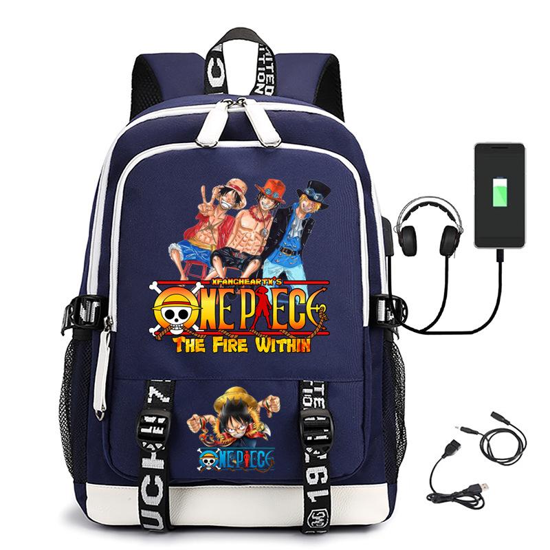 Hot-selling ONE PIECE Luffy backpack usb charging large capacity bag