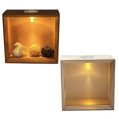 Handmade Display Case with Led Light Decorative 3D Picture Frame Wooden Shadow Box Frame  Tabletop