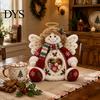 Soft Knitted Christmas Ornament Plush Snack Bag, Clear Heart Window Storage Doll with Back Zipper, Holiday Candy Cookie Gift Home Decor Holder,