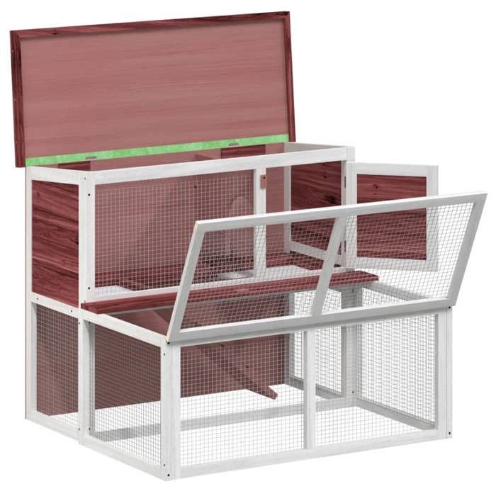 Clapier / cage à lapin - Maison Exclusive - Bois pin massif - 2 niveaux avec nichoir et rampe - 102 x 90 x 84,5 cm