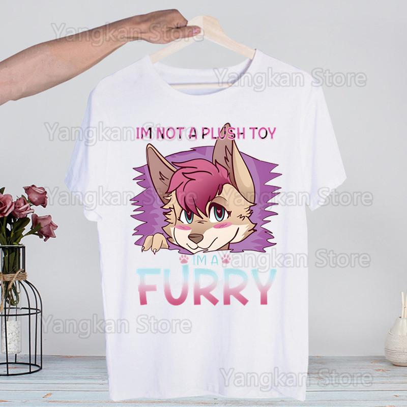 Meme Funny Fur Furry Cute T-Shirt  Unisex Unisex Anime Cartoon Design  Unisex Tee Shirt Homme Summer Tops Short Sleeve Vintage Style Shirt