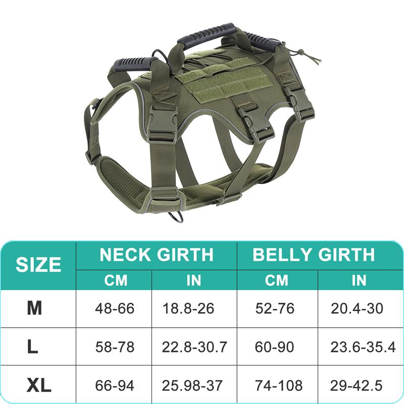 Heavy Duty Tactical Reflective Military Dog Harness Vest For Large Dogs Working Dogs With Handle Easy Control Adjustable Harness