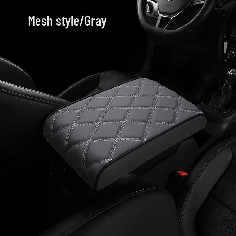 Diamond Quilted Nappa Leather Car Armrest Pad with Memory Foam