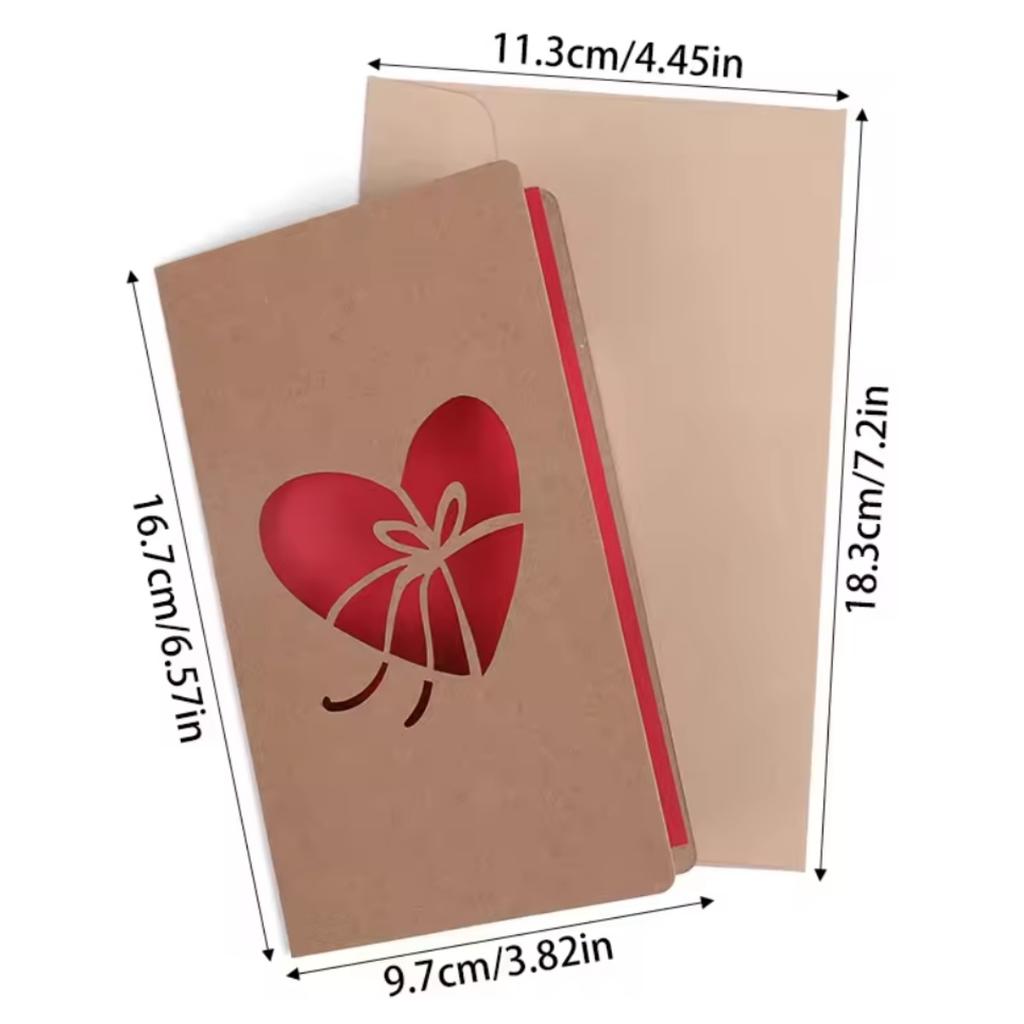 Valentines Day Mothers Day Greeting Card with Envelope Hollow Heart Flowers Gift Card Birthday Party Supplies Wedding Invitation