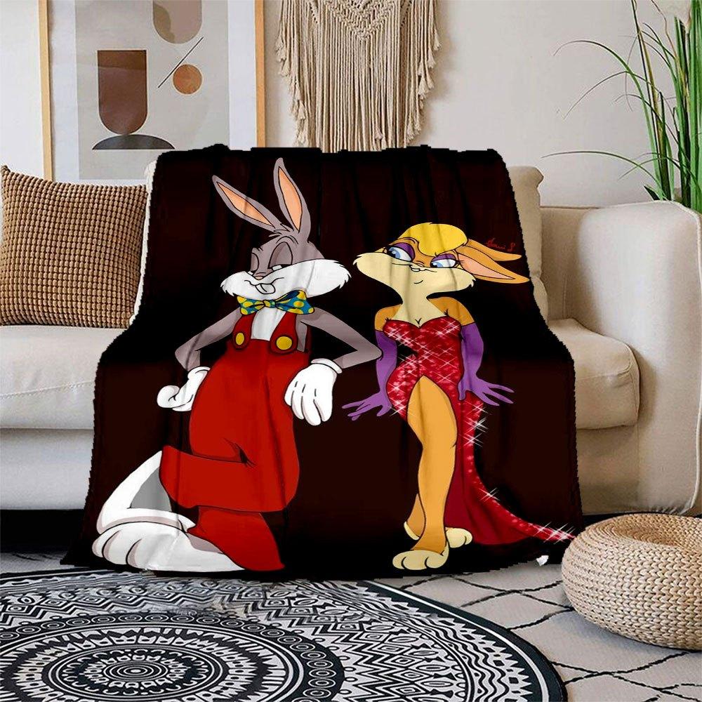 

Bugs Bunny & Lola Bunny Looney Tunes Art Print PosterBlanket Flannel Throw Blanket for Sofa, Bed, Travel, Camping, Office 100x150cm