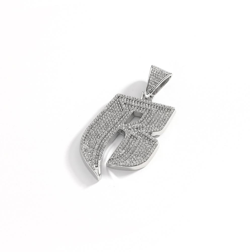 Niche Design Personality Hip Hop Style Letter B Full Diamond Alloy Cuban Chain Buckle Cuban Chain