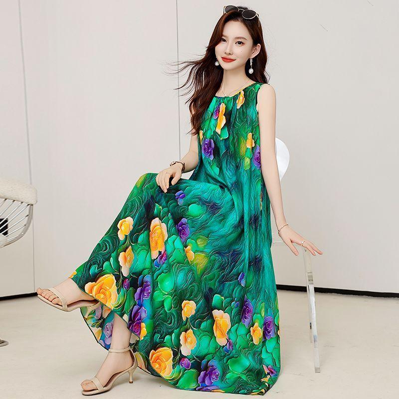 Plus Size Sleeveless Boho Dress Ethnic Summer Beach Maxi Long Dress Vacation Fashion