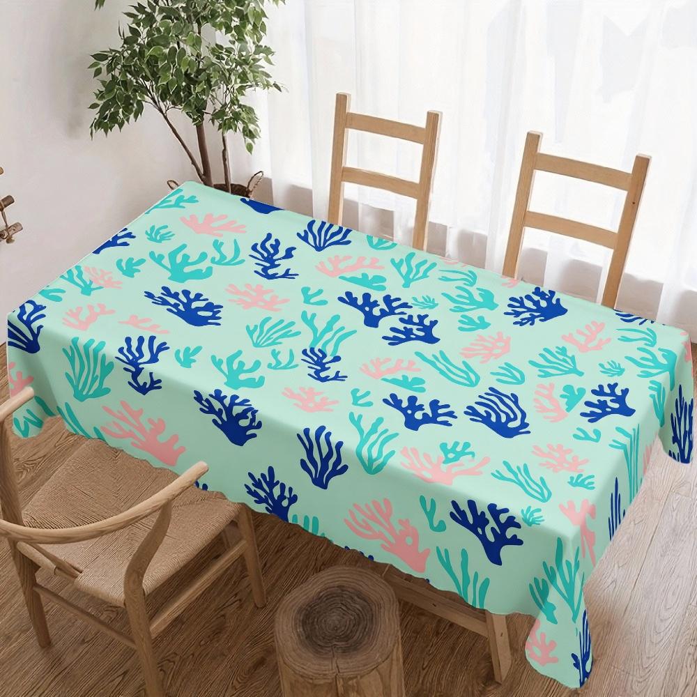 Coral Pattern Rectangle Tablecloth for Table Decor Kitchen Dining Patio Waterproof Reusable Tablecloths for Table Holiday Party