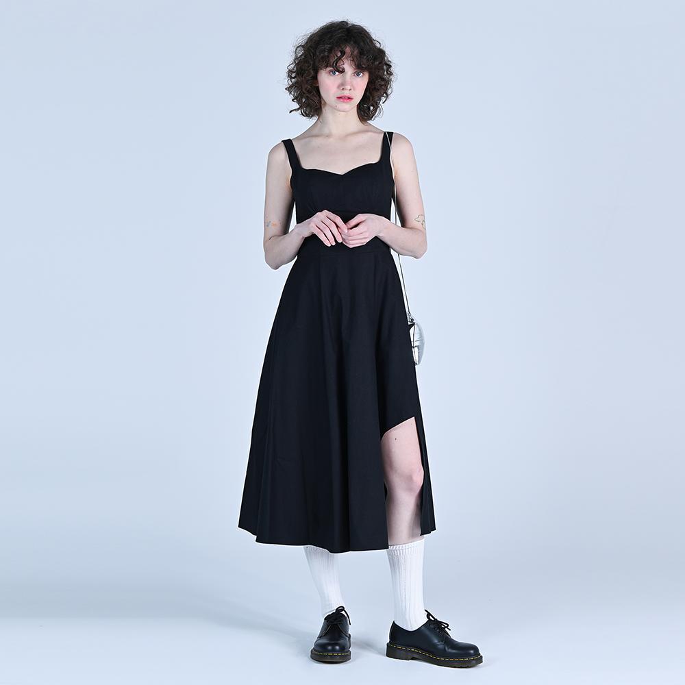 Wove Moment Asymmetrical Drape Maxi Dress Black Wbcsop006Bk