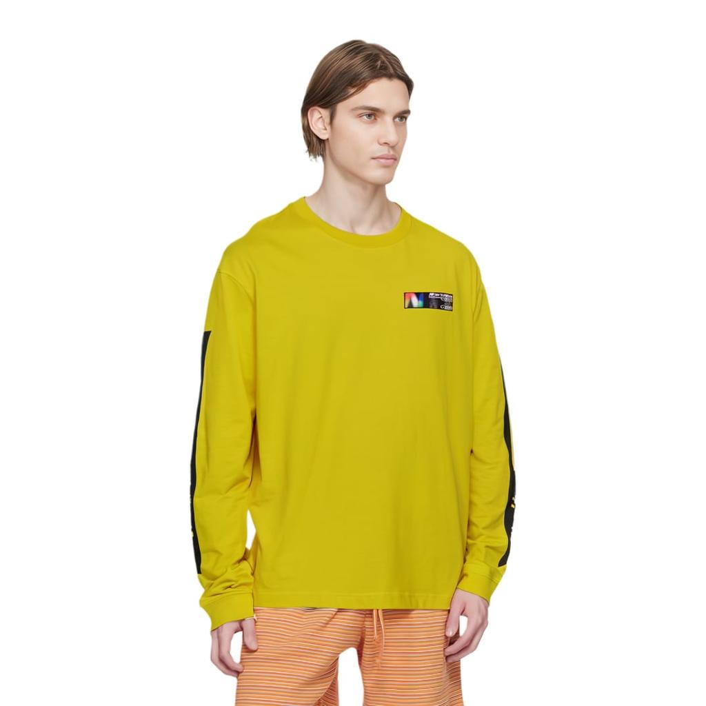 New Balance Sweatshirts Men's Yellow Crew Neck Moderate Regular AMT03528-ATY