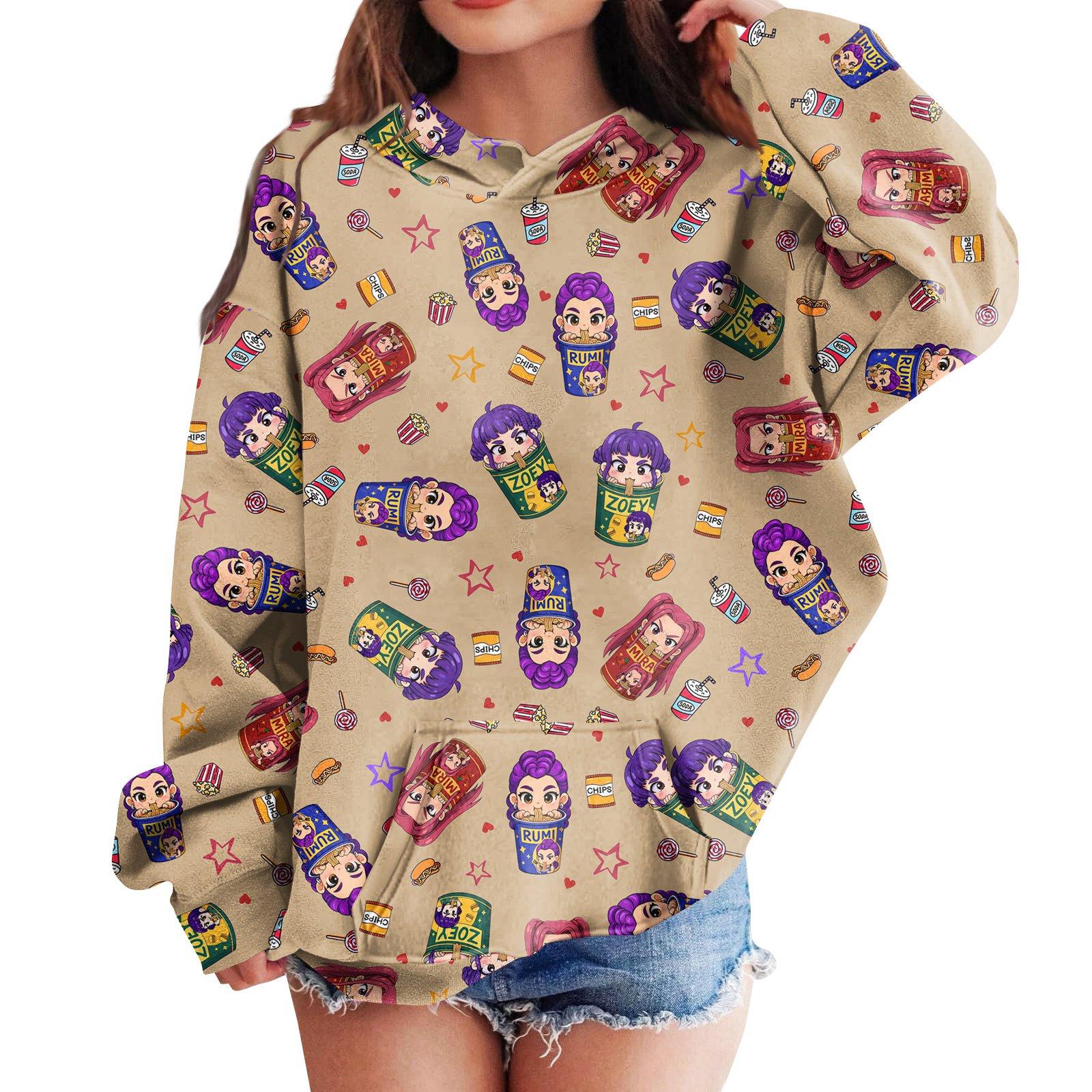 

Sweatshirts For Teen Girls Hoodies Long Sleeve Drawstring Pullover Cute Printed Hoodie Top 130 хакі