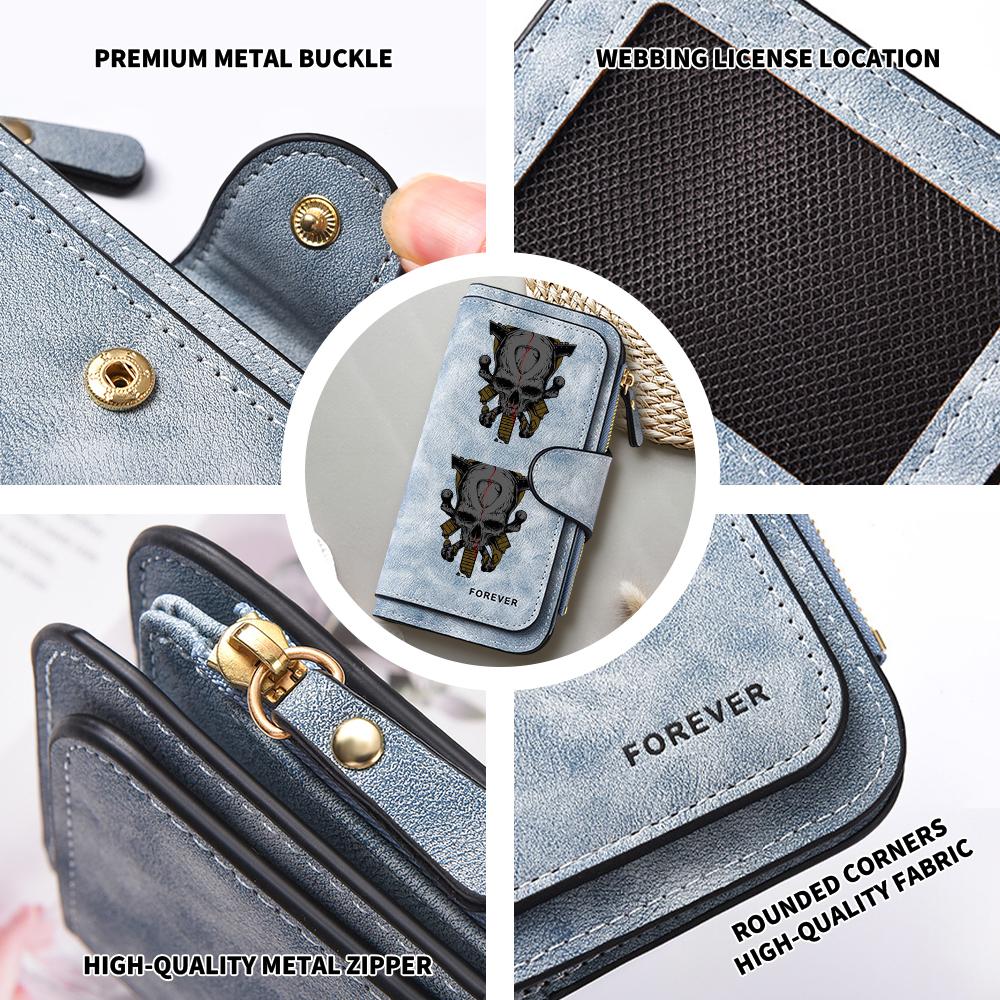 Gothic Skull Print Long Wallet Forever Casual PU Leather Multi Card Holder