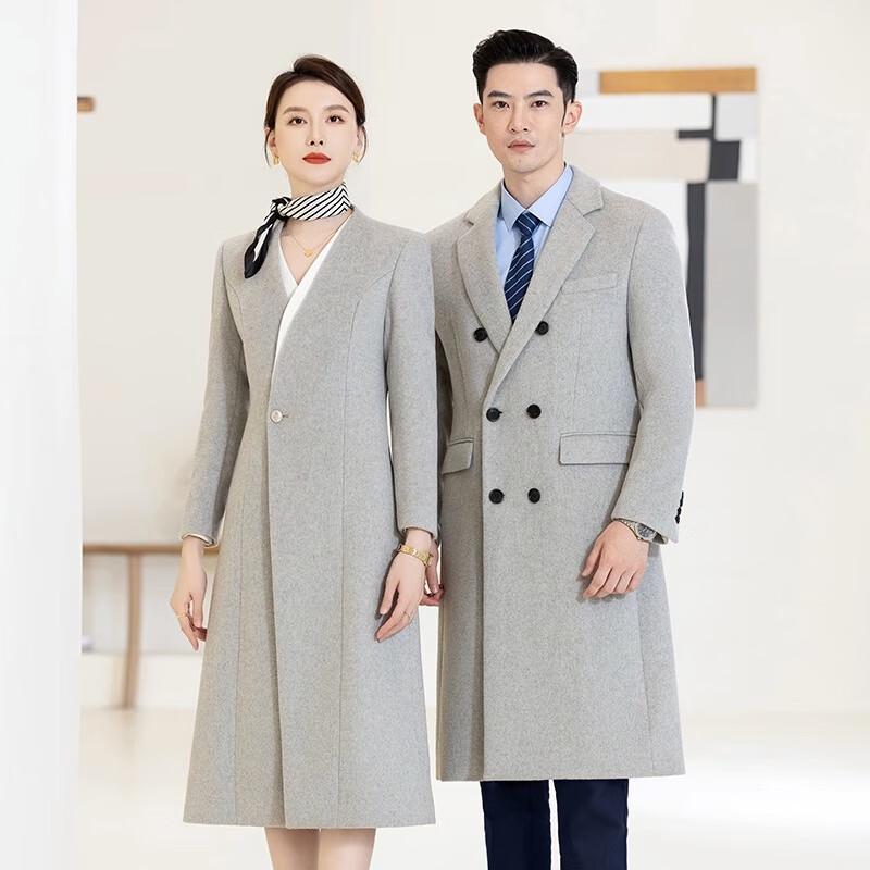 

Премиальное серое шерстяное пальто средней длины унисекс от Trueman 4XL