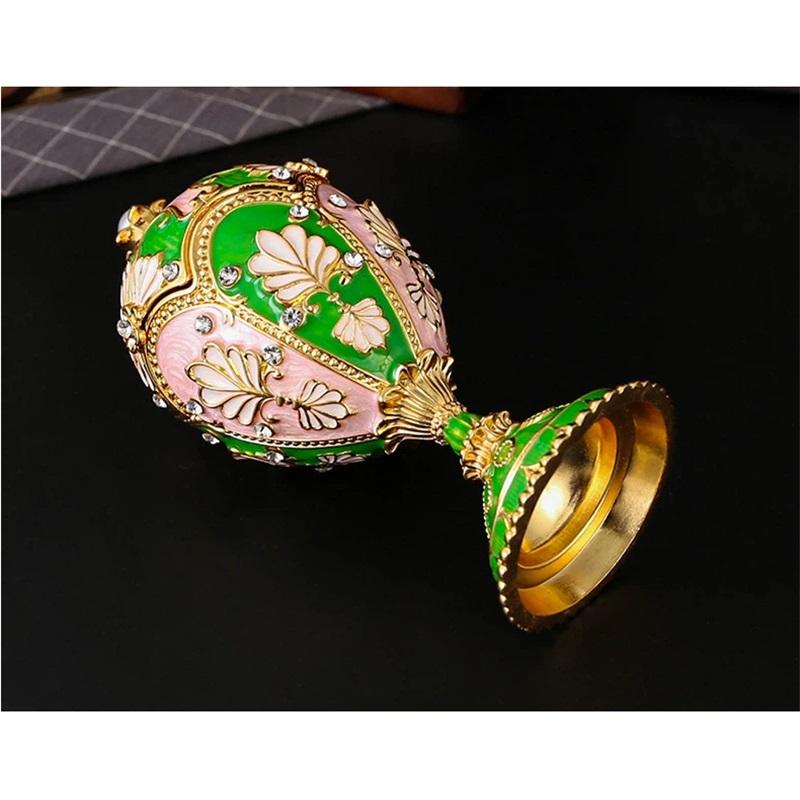 Luxus-Emaille Fabergé-Stil Eier Schmuckschatulle Legierung Schmuckaufbewahrung Dekoration