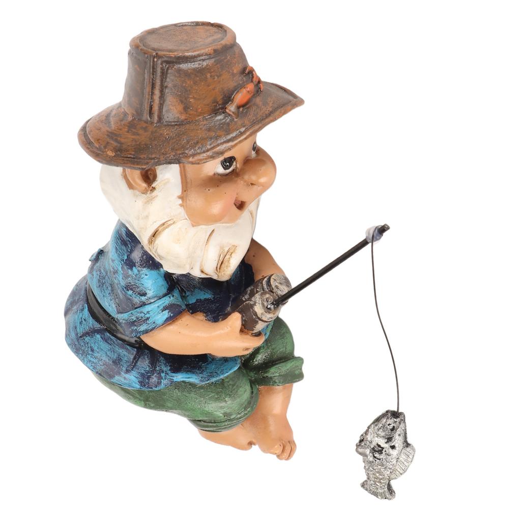 Fishing Gnome Sitter Funny UV Resistant Resin Decorative Outdoor Garden Lawn Gnome for Yard Outdoor Garden Gnome