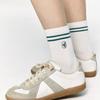 DEPOUND Two Stripe Socks (2P) - Beige/green