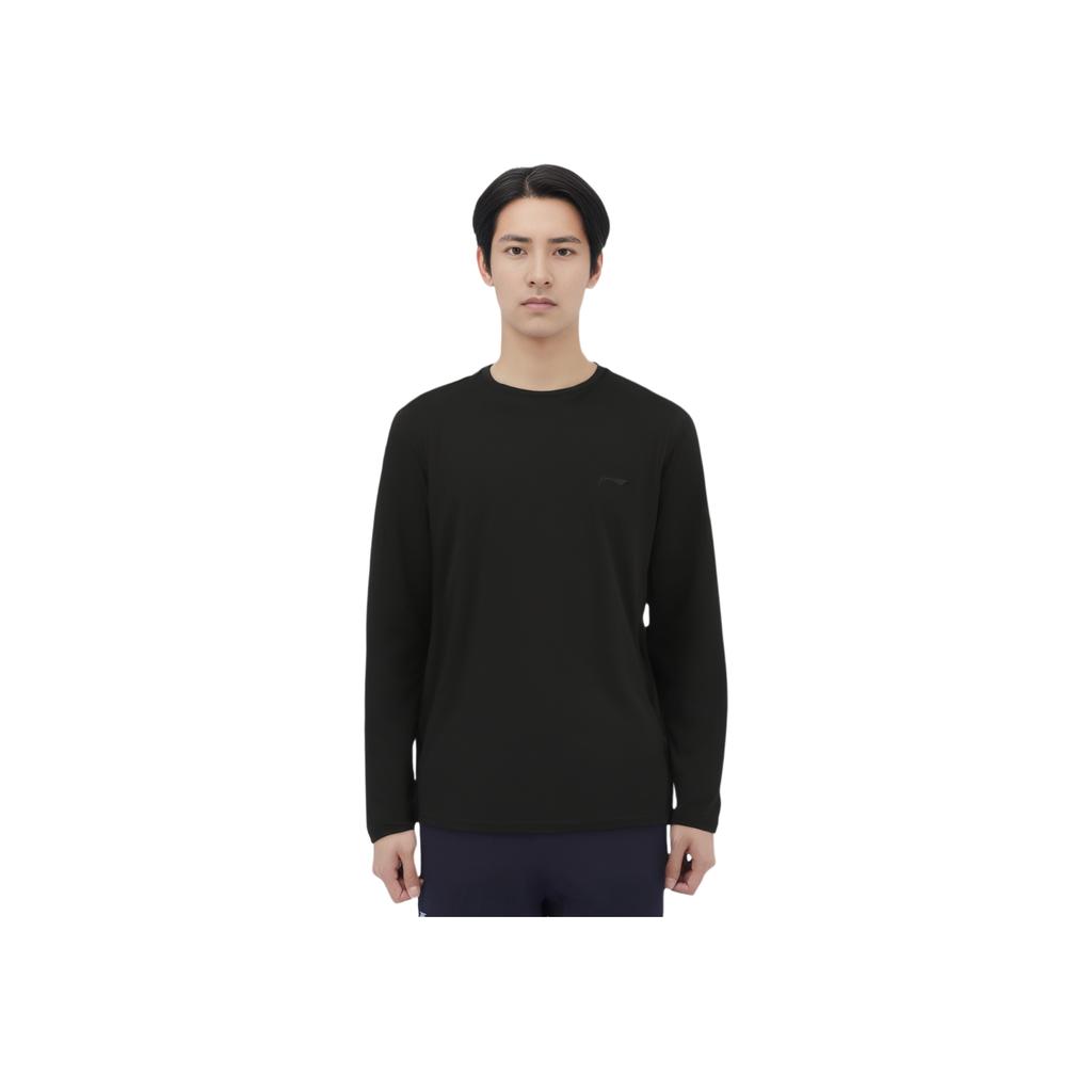 Li Ning Sports Casual Simple Solid Color Round Neck Pullover Comfortable Versatile Long Sleeve T-Shirt Men Tops ATLU217-1