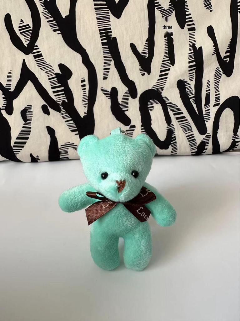 One-piece Teddy Bear Pendant Keychain with Bow Tie - Plush Toy Doll.