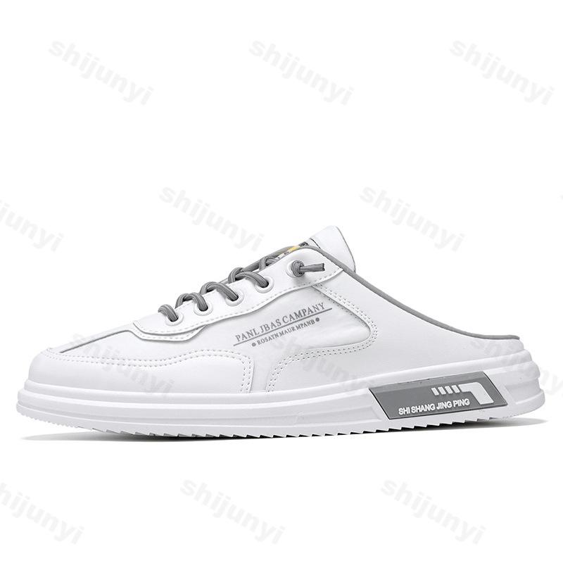 2025 Summer Men's Slippers Comfortable Non Slip Fashion Casual Shoes Luxury Lightweight PU Leather Outdoors Male Half Slippers