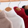 Children's Slim Fit Knit Sweater with High Neck and Velvet Lining for Autumn and Winter.