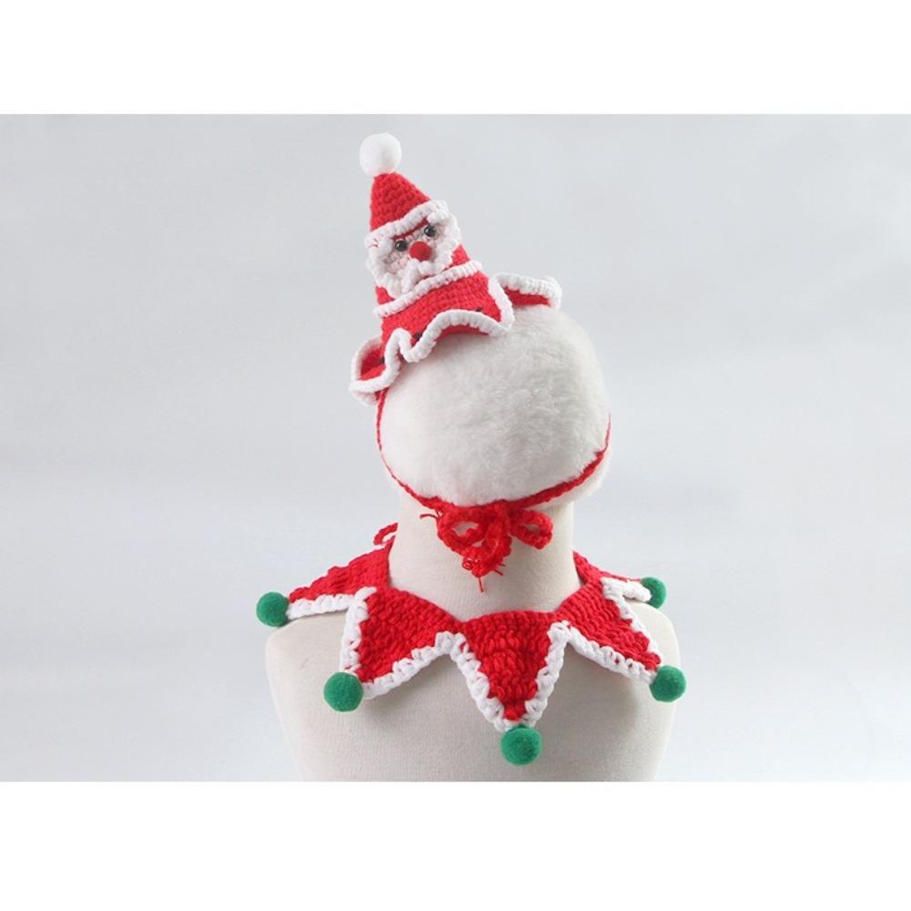 

Christmas cat knitted hat scarf set cat small dog holiday photo pet clothes