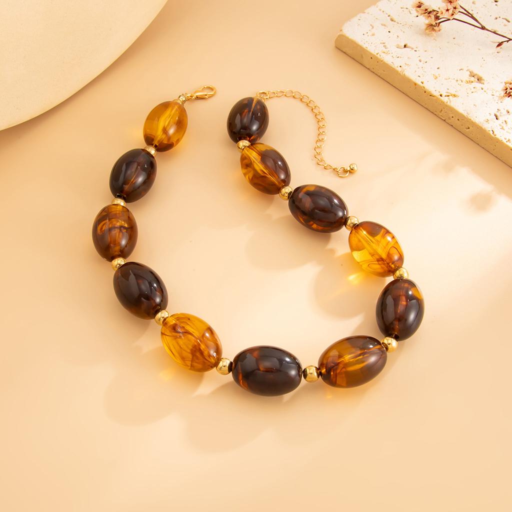 Vintage Resin Beads Choker Necklace for Women Jewelry Party Gift