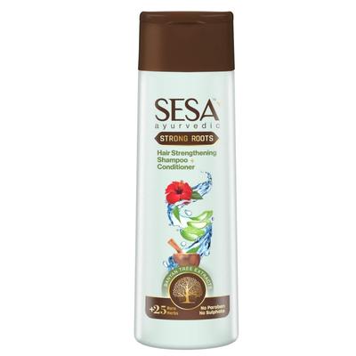 Ajūrvēdas šampūns un kondicionieris "Strong Roots" 200 ml matu izkrišanas kontrolei, galvas ādas barošanai un sakņu stiprināšanai vīriešiem un sievietēm