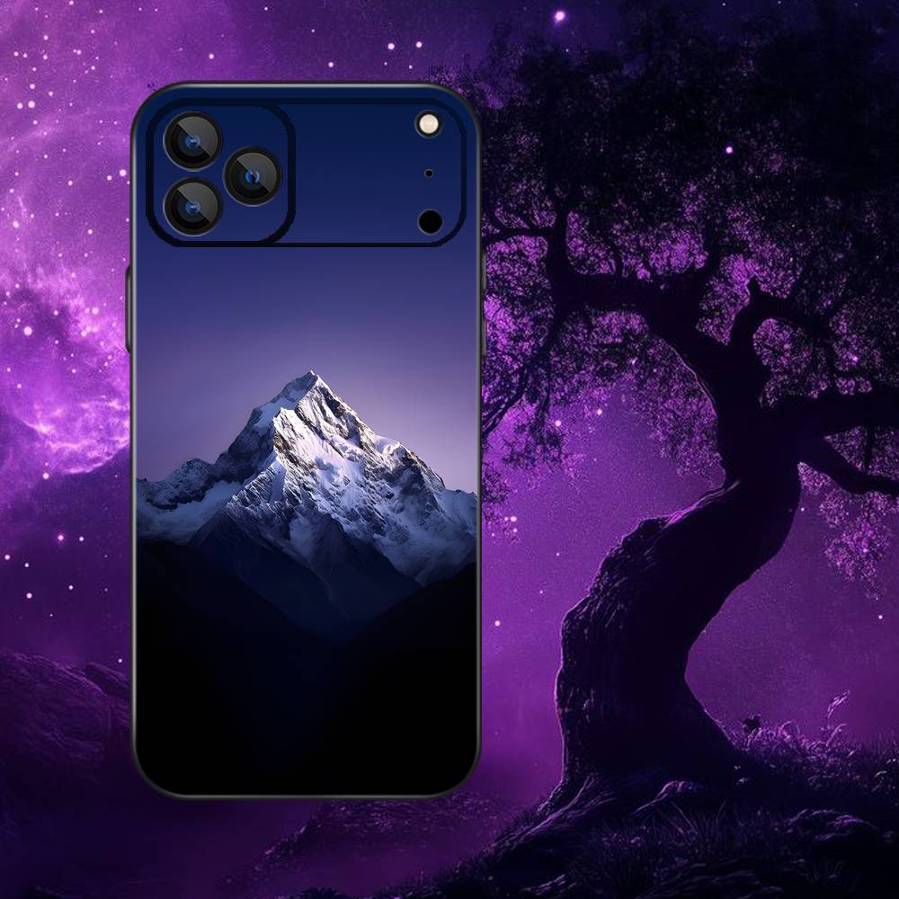 Snow Mountain Scenery Design Phone Case For iPhone 17,16,15,14,13,12,11,Pro Max,XSX,,XR,SE,Mini,8,7,Soft Silicone Black Cover