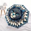 1pc Mandala Cat Art Automatic Folding Umbrella - 8-Rib Iron Frame, Windproof, Portable Sunshade with Plastic Handle for Travel & Outdoor Act