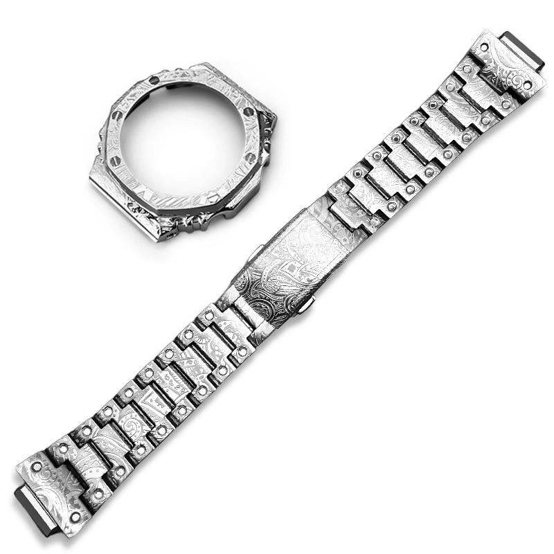 GA2100 Mod-Kit Edelstahlgehäuse Armband Für Casio G-SHOCK GA-2100/2110 GAB2100 Retro Relief Metallgehäuse Armband Zubehör