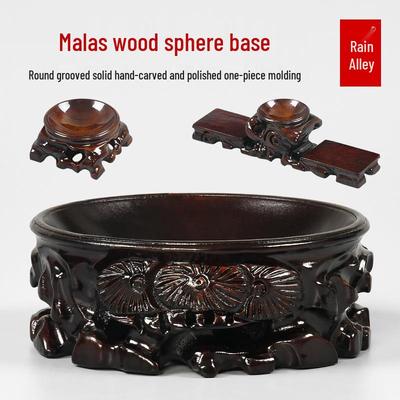Solid Wood Root Carved Gourd Base for Wenwan, Walnut, Crystal Ball, or Handicraft Display