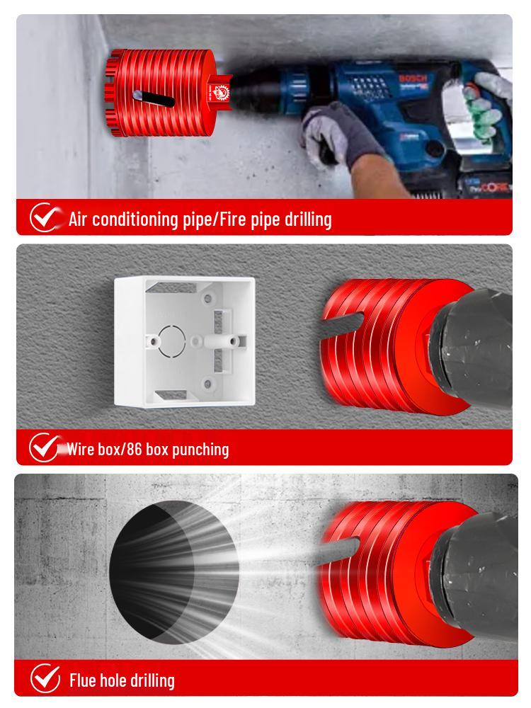 Compact Electric Hammer Water Drill Bit Set for Sharp Hole Opening in Range Hood, Wire Box, and Wall.