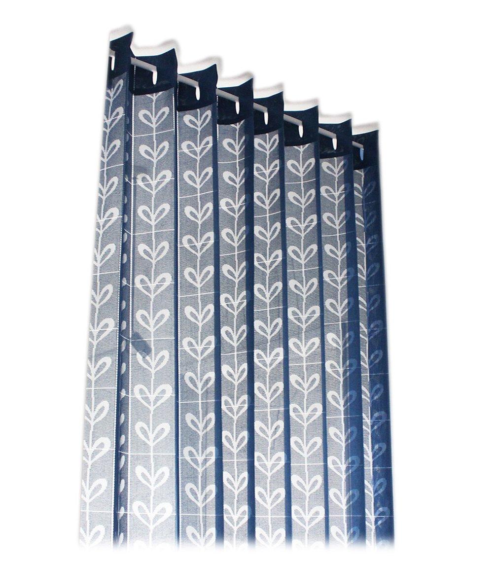 

Made in Nordic Leaf Pattern Long Accordion 150cm Wide x 250cm Navy Japan, Curtains, Long,