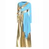 Womens Liturgical Dance Jumpsuit Metallic Color Block Patchwork Irregular Drape Wide Leg Choir Performance Costume