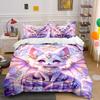 Dreamy Purple Winged Fox-Fairy Bedding Set for Kids Luxury Gift 3pcs Digital Print Comforter Set Soft Comfortable Breathable