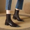 Vintage Dicke Absätze Damen Pelzfutter Knöchelboots Herbst Winter Metall Spitze Stripper Party Kurze Stiefel Zapatos De Mujer